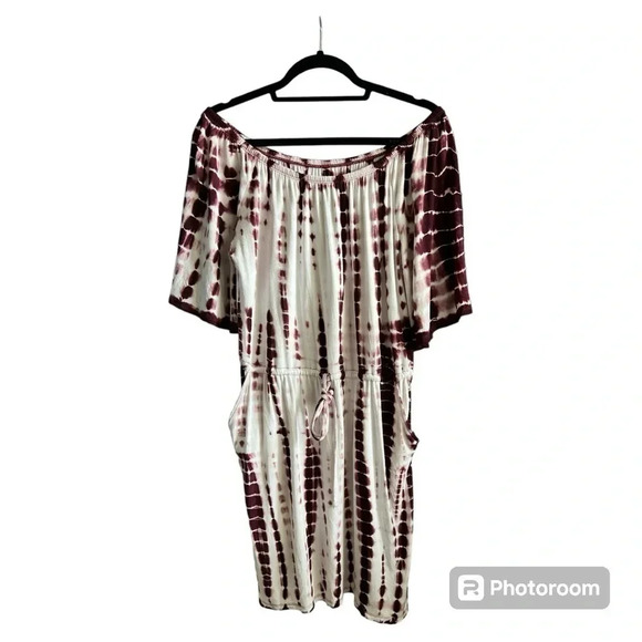 EUC Chaser women’s dress/tunic wine tie dye off the shoulder size Large - Picture 2 of 5